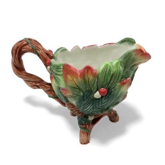 FITZ and FLOYD Christmas Lodge Pitcher Creamer With Pinecone and Leaf Design - Picture 1 of 13
